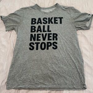 Nike Gray Athletic Tee with Black Text